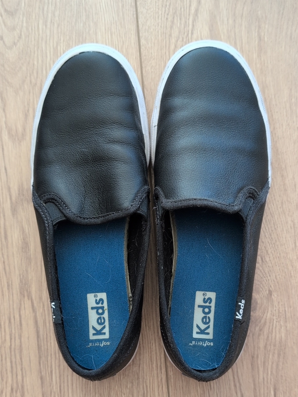 Keds Black Slip-On Canvas Sneakers with White Soles
